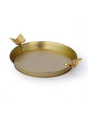 New Target Bullseye Playground Elegant Gold Tray with Butterfly Handles
